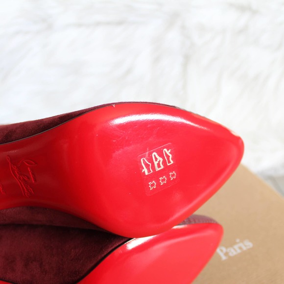 Christian Louboutin Me In The 90s Maroon Suede Booties 37.5 - Picture 12 of 15